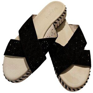 Ilse Jasobsen‎ Women's Black Lace Comfortable Slide Sandals Size 11.5